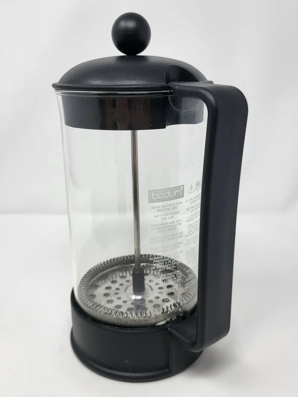 Bodum Black French Press Coffee Maker with Clear Glass Carafe
